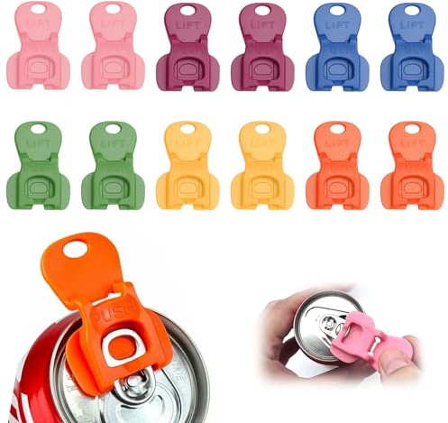 12pcs Abridor de Latas Abrelatas Para Bebidas Abridores de Pestañas Fáciles Tapa Latas Refresco Apto Para Todo Tipo de Latas de Bebidas Estándar Evita Eficazmente la Entrada de Polvo e Insectos