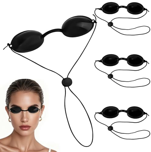 Lot de 4 lunettes de bronzage noires, thérapie par lumière rouge, lunettes de protection des yeux pour thérapie par la lumière rouge, bronzage, protection des yeux pour transat, bain de soleil