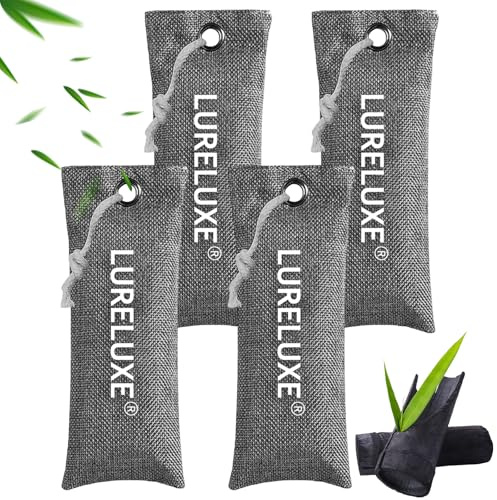 4 Pack Aktivkohle-Geruchsabsorber,Bambuskohle Luftreinigungsbeutel,Bambusaktivkohle ceruchsentferner,Aktivkohle Schuh Geruchsfresser,Geruch Eliminatoren für Zuhause, Schrank(grau)