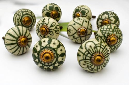 ARTISNO Flower brass round flat Pulls knobs, Single hole Cupboard Handles, furniture hardware, Cabinet Door Knobs,Dresser knobs,Wardrobe pulls (Brushed brass)