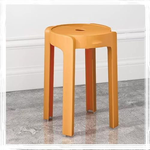 MACAGGTNTU 46cm Kunststoff Hocker Stapelbar, Rückenlos Barhocker Esszimmerhocker Tragbarer Stapelstuhl Für Badezimmer Schlafzimmer Wohnzimmer Garten (Orange)