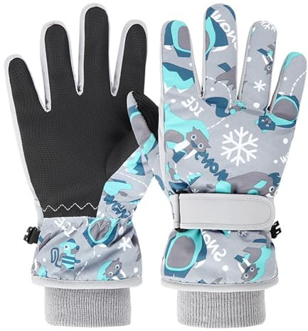 HTTDSLF Gants de Ski Enfants, Gant d'hiver Chauds pour Garçons Filles, Gants de Ski Imperméables pour Enfants, Chaud Hiver Gant, aux Filles et garçons de 7 à 9 Ans