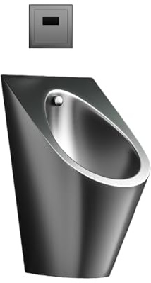 Männer Urinal aus Edelstahl,Wandmontage Kommerzielles Urinal,mit Sensorspülventil,für Badezimmer Toiletten Einkaufszentren.(Nero)