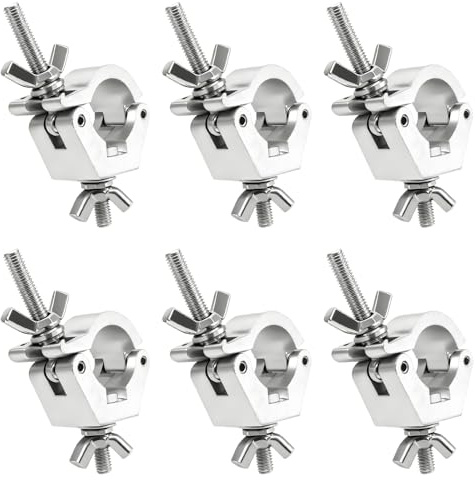6 Stück Traversen Klammern, 25-30mm Truss O Clamp Half Coupler, Bühnenbeleuchtung Haken Klemme, Truss Haken für Traverse Schellen, Beleuchtung Zubehör für Bewegliche Bühnenlichter Scheinwerfer