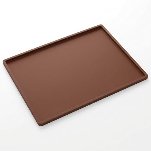 Silikon Backmatte mit Rand 30x40 cm, Antihaftbeschichtete Biskuitrollenmatte für Schweizer Rollen, Hitzebeständige Dauerbackmatte für Backofen, Wiederverwendbare Silikonmatte Backunterlage, Braun