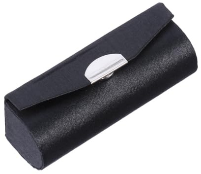 Lippenstiftetui mit Spiegel, Kompakte Gewebe Tasche für Reise, Schwarz | Buttonverschluss, Stoßfest und Sicher, Passt in Jackentasche, 1 Stück, für Lippenstift und Roller