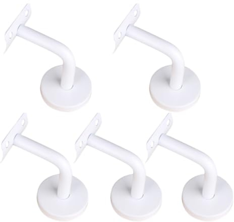 Supporto per Corrimano a Muro in Acciaio Inox Bianco 5 Pezzi | Scale in Ufficio e Hotel, Installazione Semplice, Aspetto Elegante, Stabilità Migliorata