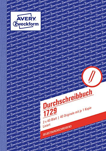 AVERY Zweckform 1729 Durchschreibbuch (A5, selbstdurchschreibend, 2x40 Blatt) weiß/gelb