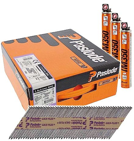 TIMco PASLODE 141204 2.8mm x 51mm IM350 Nail Full Ring Shank Galv Plus 1 x 3, Silver