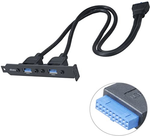 Akasa AK-CBUB17-40BK - Cavo Adattatore Interno USB 3.0 con connettore 19-Pin e Doppio connettore USB