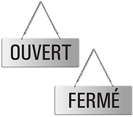 Panneau recto-verso Ouvert-Fermé en Aluminium anodisé 175x65 mm No.31207-E