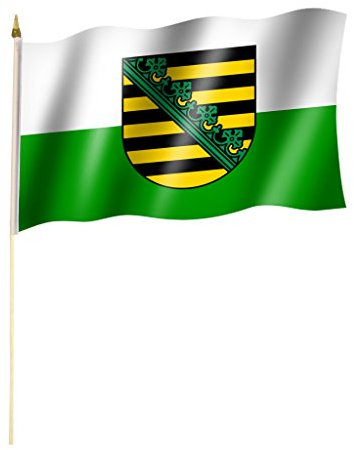 Stockflagge/Stockfahne SACHSEN Flagge/Fahne ca. 30 x 45 cm mit ca. 60cm Stab/Stock