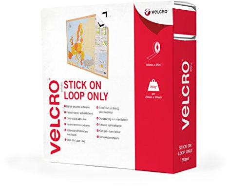 VELCRO Brand VEL-EC60370 Rouleau de Ruban adhésif Blanc Noir à Crochets, 50mm x 25m