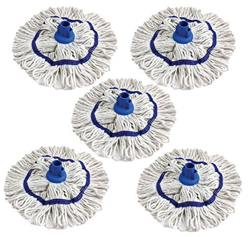 Simple DIY Colour Coded Mop Head Hygienic Cleaning Looped Pure Yarn Cotton Mop Socket 350mm BLUE x 5