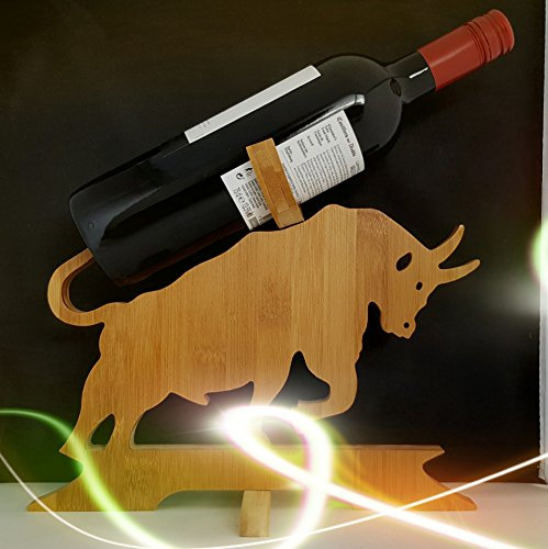 Response Scotland Natural Bamboo Hand Made Wine Bottle Rack/Holder - Bull Shape