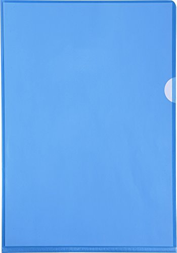 Exacompta 661225E 100er Pack PVC-Kunststoff Aktenhüllen. Für DIN A4 transparent glasklar blau oben und seitlich offen Plastikhülle Klarsichthülle für Büro und die mobile Organisation