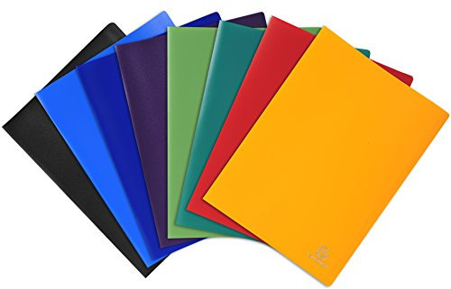 Exacompta 85100E 8er Pack Premium Sichtmappe aus blickdichten Kunststoff DIN A4 mit 50 Klarsichthüllen, 100 Sichten, farbig sortiert, perfekt für die Schule und das Büro Aktenhülle, Prospekthülle