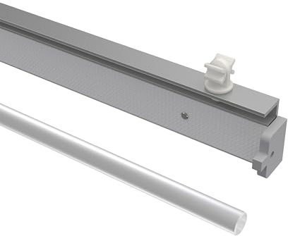 Interdeco Paneelwagen Grau aus Kunststoff mit Klettband für Gardinenschienen, Universal, 60 cm