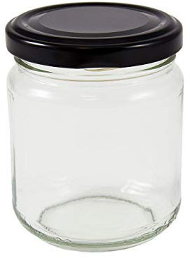 24 x 8 oz (228 mls.) Jam Jars with a choice of seven coloured lids (black)
