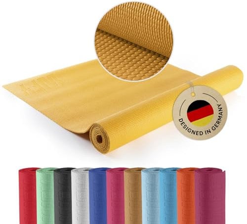 DoYourYoga Fitnessmatte Yogamatte »Kirana« aus ECO-PVC - 183 x 61 x 0,4 cm - rutschfest & robust - Gymnastikmatte Yoga Matte Trainingsmatte Pilates Workout - Curry