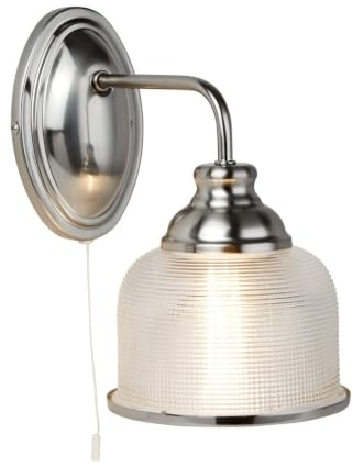 Searchlight 2671-1SS Bistro II One Light Wall Light in Satin Silver with Glass Shades