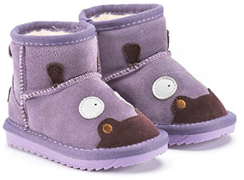 Snugs Boots Kinderstiefel Lammfell-Schuhe Wild-Leder Stiefel Jungen Mädchen, lila, 29