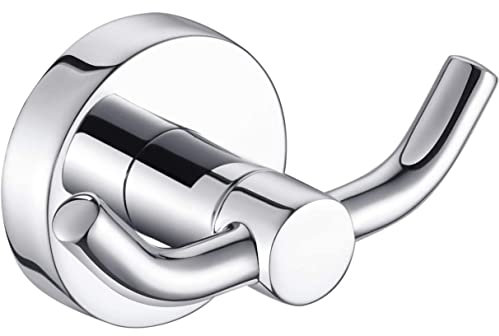 MARMOLUX ACC - Chrome Bathroom Hooks for Towels | Modern Double Towel Hook Design Ideal for use as Robe & Towel Hooks, Shower Wall Hooks or Kitchen Hooks | Towel Holder - Door Hook