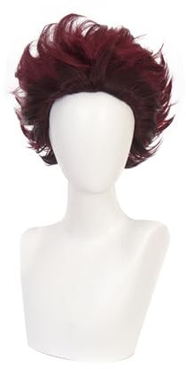 Anime Cosplay Perücke für Demon Slayer: Kimetsu no Yaiba Characters Spielen Sie Kanroji Mitsuri Cosplay Perücken mit Free Wig Cap (Kamado Tanjirou)