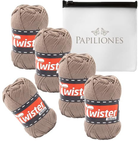 Handstrickgarn Häkelgarn Baumwollgarn Stricken Haekeln Basteln 5x50g Fb.83 taube inkl.Zippbeutel