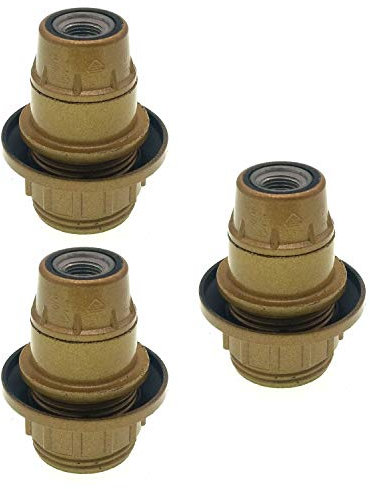 FINELED - Portalampada con attacco a vite E14, confezione da 3 pezzi, portalampada con fascetta Oro