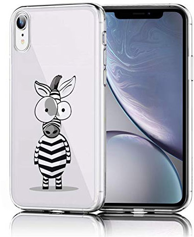 Conie® Handyhülle Rück Schale für iPhone XR, Ultra Slim TPU Hülle aus Silikon mit Bilder Motiv, Kanten Display Kamera Schutz, Motiv Zebra Design