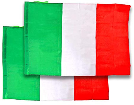 CARALL 2 Pezzi di Bandiera Italiana Italia 145X90CM in Tessuto Poliestere con Passante per L'Asta (Italy X 2)