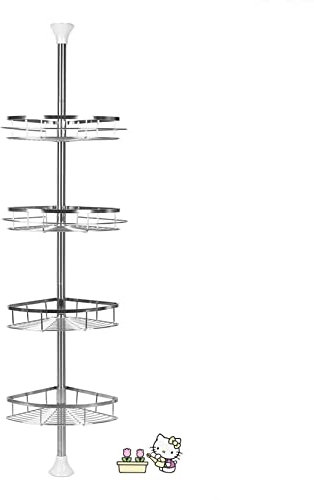 Meihe Étagère de Douche Télescopique en Acier Inoxydable - Rangement d'Angle pour Salle de Bain - Serviteur 4 Niveaux