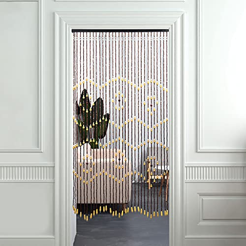 ZHOUXIAO Natürliche Pfirsichholz Perlen Vorhänge für Türen, Türschnur Vorhang Perlen, 31 Stränge Holz Perlen Vorhänge Raumteiler für Schrank Panel Schlafzimmer, 90 * 175cm A