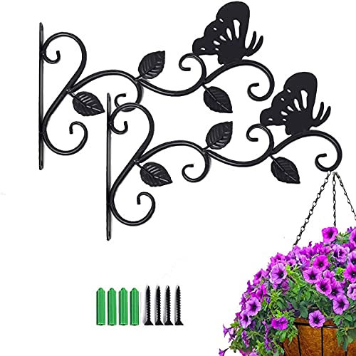 TAIANJI 2 Stück Haken für Blumenampel Wandhaken aus Eisen für Pflanzen, Blumenampel Halterung Metall Wandbehang Korbhalterungen für Blumentöpfe Pflanzen Laternen (30cm)