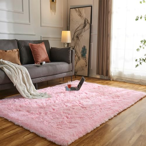 Evitany Morbida Soffici Tappeti Tappeto a pelo lungo, Tappeto durevole antiscivolo aggiornato, Moderni Tappeto a Pelo Soggiorno per Bambini Camera da Letto Home Decor Nursery Tappeti(rosa,80x120cm)