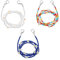 3 Stück Brillenkette Damen - Stilvolle Blumenperlen Brillenband & Maskenhalter, Anti-Verlust & Rutschfest, 70 Cm (Weiß, Bunt, Blau)