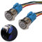 JIQI 2× 19mm Selbstsperrend Metall Druckschalter 12V bis 24V 3A Latching EIN/AUS Schalter mit blauem LED Symbol IP66 1NO1NC Rastende wasserdichte vorverdrahte Drucktastenschalter für Boot LKW RV Auto