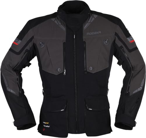 Modeka Panamericana 2 Motorrad Textiljacke (Black/Grey,L) | Atmungsaktiv