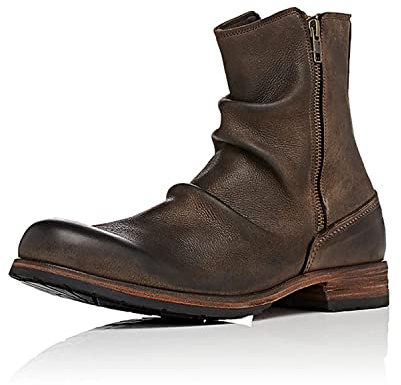 TAOYAO Stivali da Cowboy Western Stivali da Cavaliere Vintage Stivali Alti da Uomo Punk Rock Stile Gotico Stivali a Met Polpaccio Caccia Invernale Escursionismo Trekking
