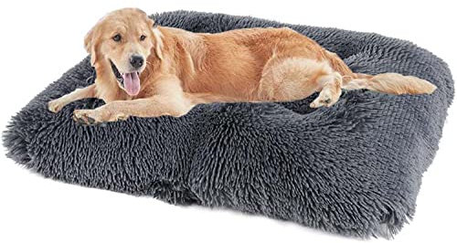 Ultraweiches großes Hundebett, 70 x 50 x 8 cm, hochwertiges warmes Plüsch-Hundekissen, abnehmbar, waschbar, rutschfeste Hundebox-Matratze, beruhigendes Hundebett