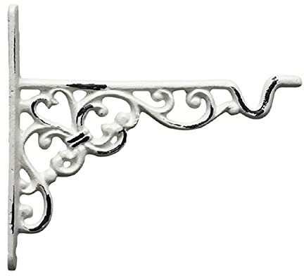 ExtraGreen Antiker Wandhaken Blumenampel Hängeampel Antik Weiß mit Aufhängehaken 17 x 19 cm