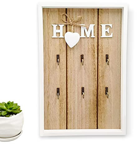 Aipwerer Porte Clef Mural, Boite a Clefs Murale 6 Crochets, pour Rangement Des Clés à L'entrée HOME Décoration Accroche Clé Mural pour la Maison, Le Bureau, L'école