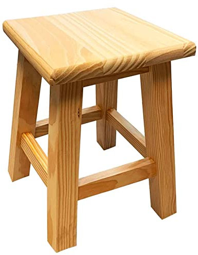 AC - Taburete de Madera Cuadrado - Pequeño - Diseño Clásico - Fabricación de Madera - Hogar y Cocina - Ideal para Cocina o Bar - Tamaño: 35 x 26 x 26 cm