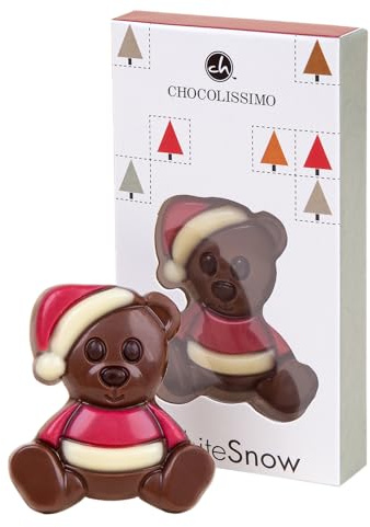 CHOCOLISSIMO - Weihnachtsschokolade - Teddybär aus Schokolade - Schokobärchen, Weihnachtssüßigkeit, Schokolade Geschenk Weihnachten, Nikolaus Geschenke, Geschenkidee Kinder, Mädchen, Junge, Mann, Frau