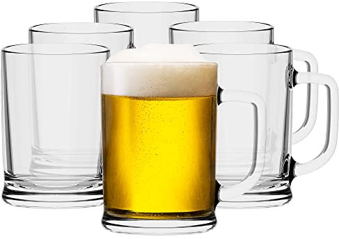 TREND FOR HOME Bierkrug 0,5 Liter Set von 6 mit Handlichem Griff Glaskrug 0,5 Liter Bier Glas Bier Krug Biergläser 0,5 Bierbecher Biermaßkrug Glas Bierkrüge Maßkrug Transparent | Ulf
