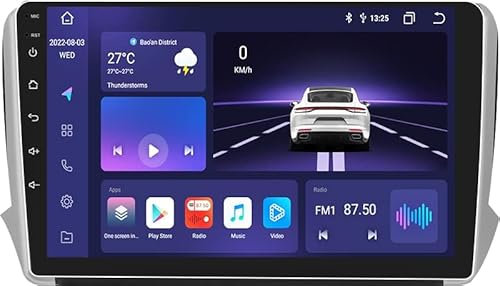 10 pollici Android 13 Autoradio stereo Wireless CarPlay Android Auto per Peugeot 208 2008 2012-2018 Radio FM RDS GPS WiFi e 4G LTE Navigazione Bluetooth 8-Core 4G+32G Display meteo