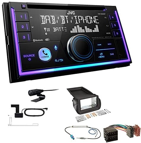 JVC KW-DB95BT 2-DIN Autoradio CD-Receiver Digitalradio DAB+ Bluetooth USB passend für Peugeot Bipper ab 2008 schwarz
