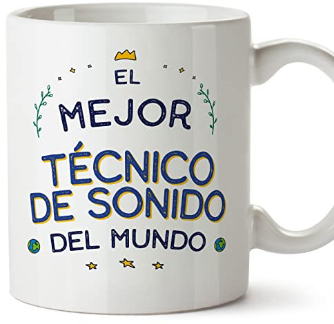 MUGFFINS Tazas para TÉCNICO DE SONIDO hombre - En Español - Mejor del Mundo - 11 oz / 330 ml - Regalo original y divertido