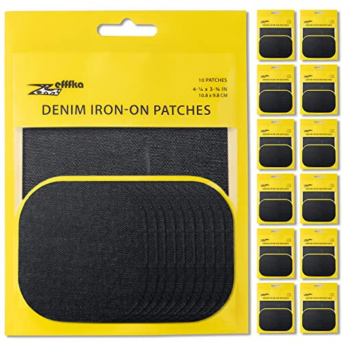 ZEFFFKA 13PACK Jean-Flicken zum Aufbügeln für Innen und Außen Stärkster Kleber 100% Baumwolle Verschiedene schwarz Farben Reparatur-Dekorationsset 10 Stück Größe 4-1/4 by 3-3/4 (9.8 cm x 10.8 cm)